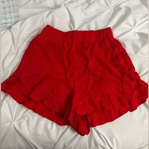 Red Ruffled Shorts